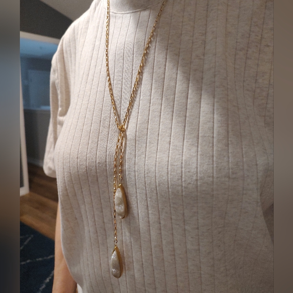 Long druzy lariat necklace Kinsley Armelle